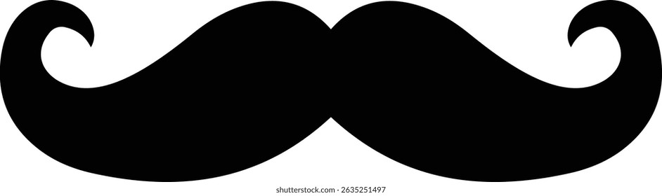 Mustache silhouette vector design. Black mustache icon isolated on transparent background. Vector illustration.