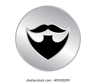 mustache silver circle beard facial hair barbershop image icon logo