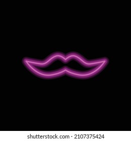 Mustache simple icon. Flat desing. Purple neon on black background.ai