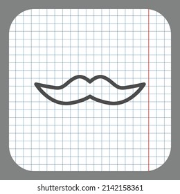Icono simple de bigote. Diseño plano. En papel gráfico. Fondo gris.ai