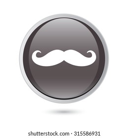 Mustache. Single flat icon. black button.