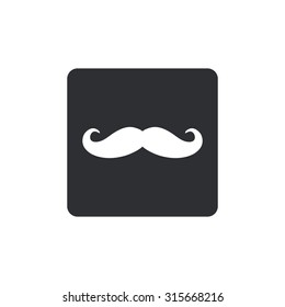 Mustache. Single flat icon. black button.