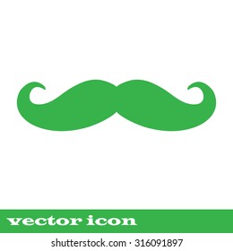 Mustache. Single flat icon. green icon.