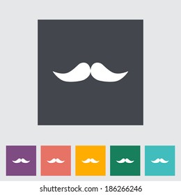 Mustache. Single flat icon on the button. Vector illustration.