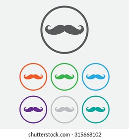 Mustache. Single flat icon on the circle with frame. Vector illustration