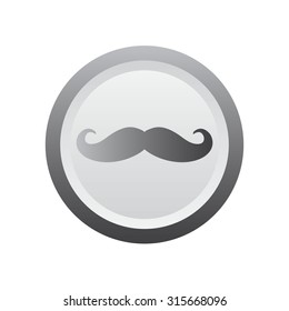 Mustache. Single flat icon. Vector illustration. grey Button. 