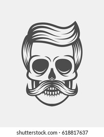 Mustache skull with hair