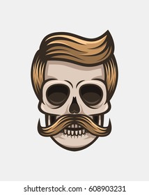 Mustache skull. Hipster.