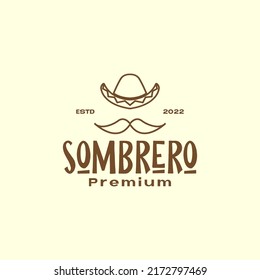 mustache with sombrero hat vintage logo design vector graphic symbol icon illustration creative idea