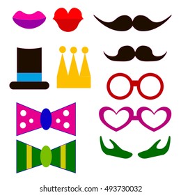 Mustache Spectacles and Lips Kiss