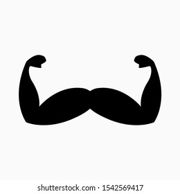 Mustache, Mustache. Strength and Support. November. Prostate Cancer, Testicular Cancer Men's Mental Health Awareness Month - Vector Icon