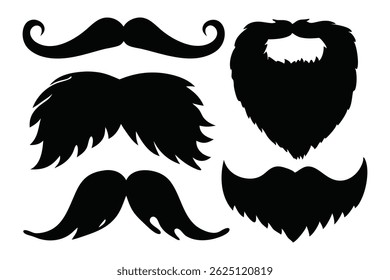 
Mustache styles in black silhouettes set Vector illustration on white background