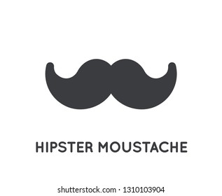 Mustache stylish icon.  Glyph vector moustache vintage shape symbol with curly whisker.