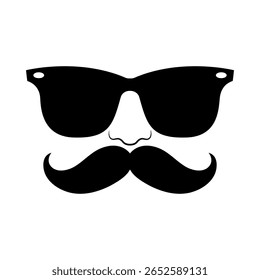 Ícone de bigode e óculos escuros - Vetor de face Hipster mínimo
