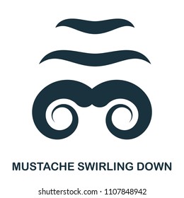 Mustache Swirling Down icon. Flat style icon design. UI. Illustration of mustache swirling down icon. Pictogram isolated on white. Ready to use in web design, apps, software, print.