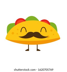 Mustache taco icon. Clipart image isolated on white background