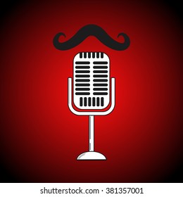 Mustache talking to the microphone