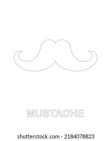 Mustache tracing worksheet for kids