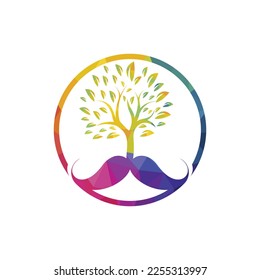 Mustache tree vector logo design template.