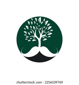 Mustache tree vector logo design template.