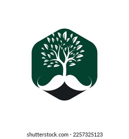 Mustache tree vector logo design template.