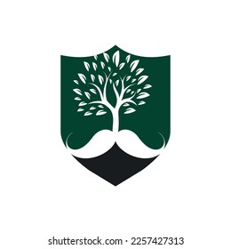 Mustache tree vector logo design template.