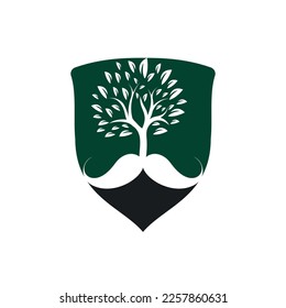 Mustache tree vector logo design template.