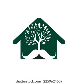 Mustache tree vector logo design template.