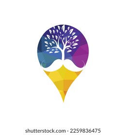 Mustache tree vector logo design template.