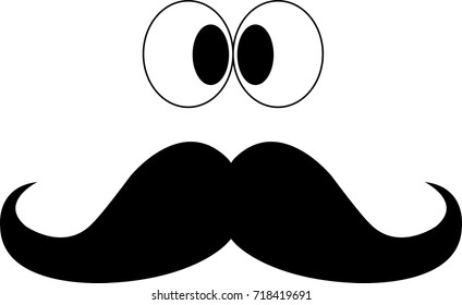 Mustache with two eyes in the same style.Vector Illustration