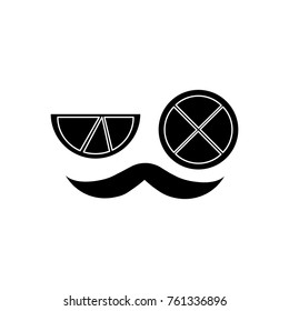 mustache and two slice lime mexican symbol