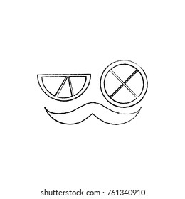 mustache and two slice lime mexican symbol