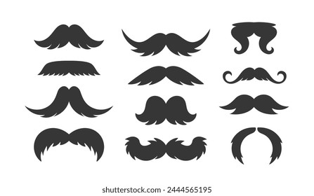 Mustache Types, Black Silhouettes From Suave English And The Playful Fu Manchu, Walrus, Toothbrush or Imperial