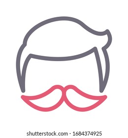mustache vector color line icon 