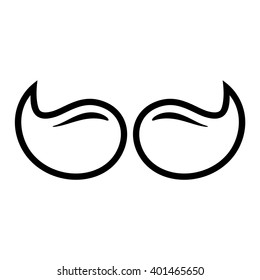 Mustache. Vector icon. Black and white illustration. Line drawing.