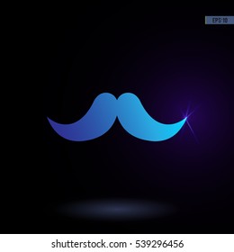 Mustache vector icon. Graphic symbol for web design, logo. Isolated sign on a black background.
