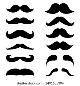 Mustache vector icon set. barber illustration symbol collection.