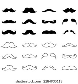 Mustache vector icon set. barber illustration symbol collection.