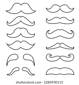 Mustache vector icon set. barber illustration symbol collection.