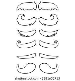 Mustache vector icon set. Barber illustration symbol collection.