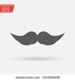 Mustache vector icon. Vintage black silhouette of hipster curly mustaches - web icon in circle frame. fashion concept, flat and shadow theme design sign, vector art image illustration.