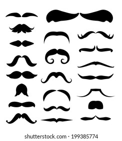 mustache vector icons set