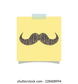 Mustache vector illustration, men health awareness, isolated yellow note