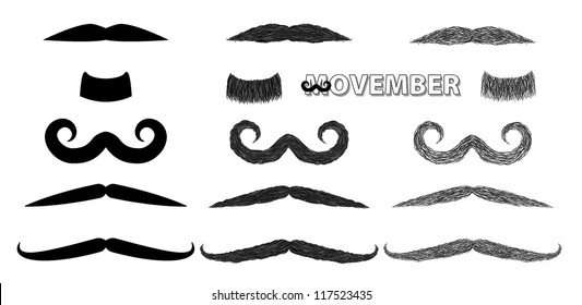 Mustache vector illustration set