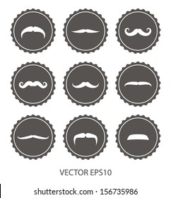 Mustache vector label set