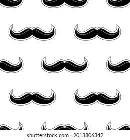 mustache vector seamless black and white background