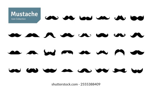 Mustache Vector Set. Barbershop and Haircut Graphic Collection. Vector Set of Dress Up Constructor. Hipster Men Style Creation Kit Elements.