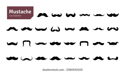 Mustache Vector Set. Barbershop and Haircut Graphic Collection. Vector Set of Dress Up Constructor. Hipster Men Style Creation Kit Elements.