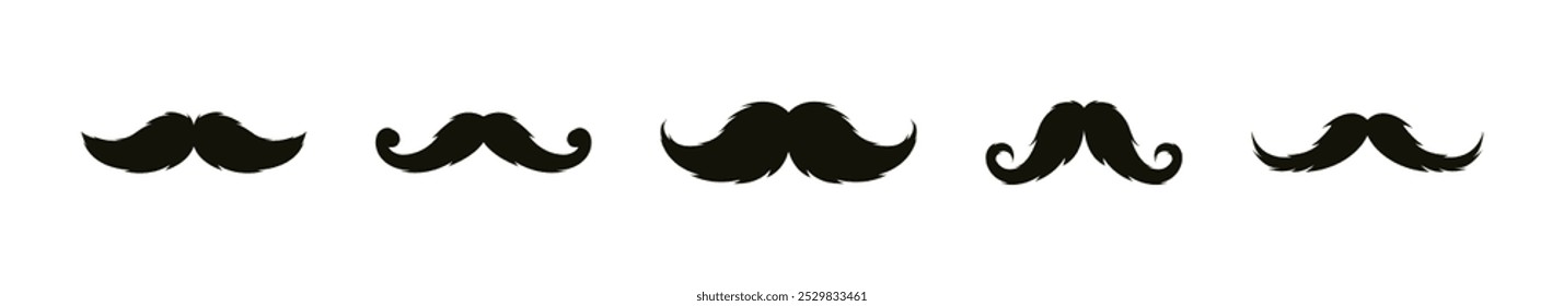 Mustache vetor silhueta ícone conjunto