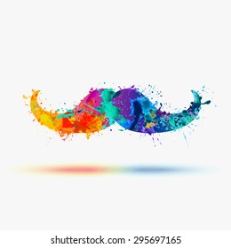 mustache - vector watercolor splashes illustration